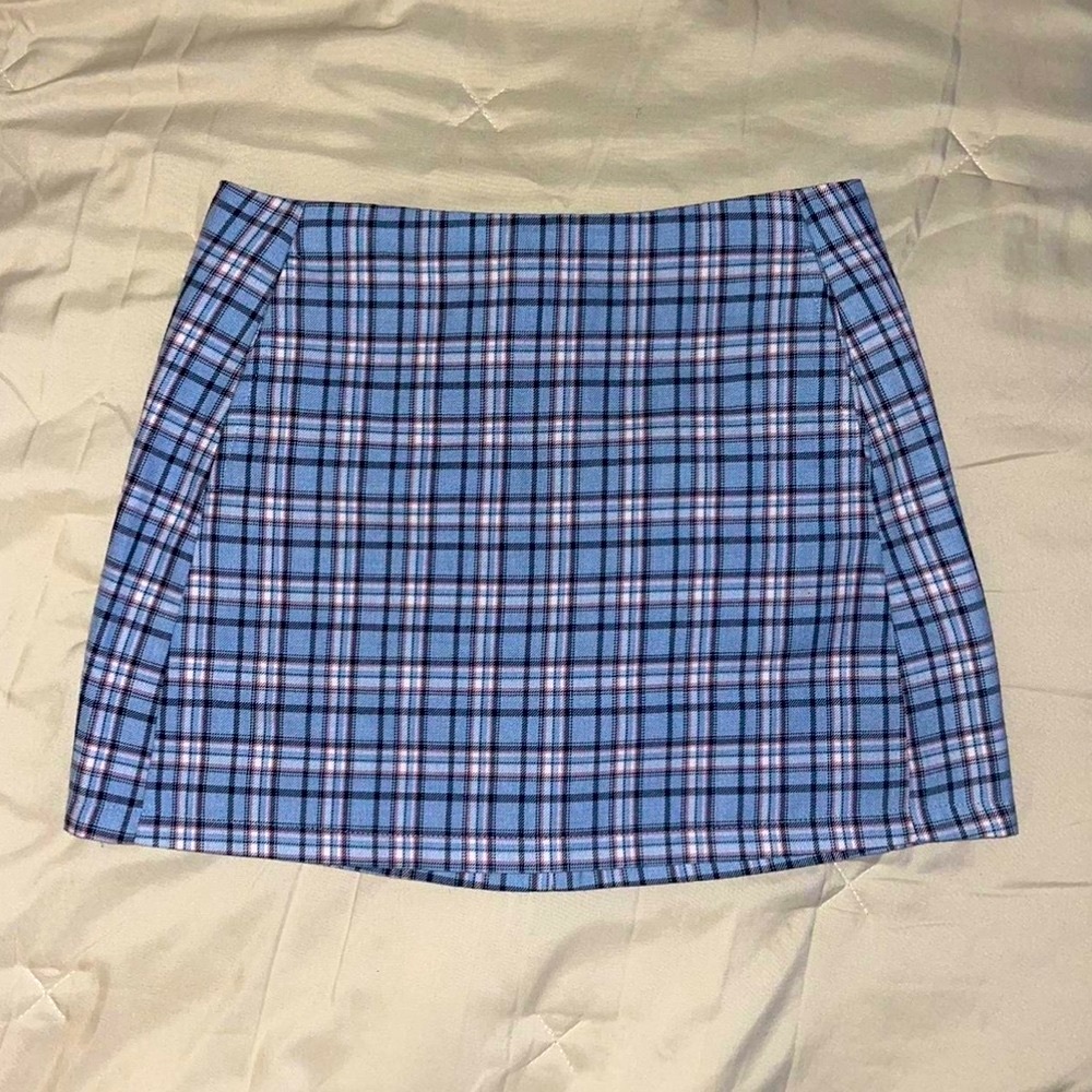 BLUE PLAID MINI SKIRT